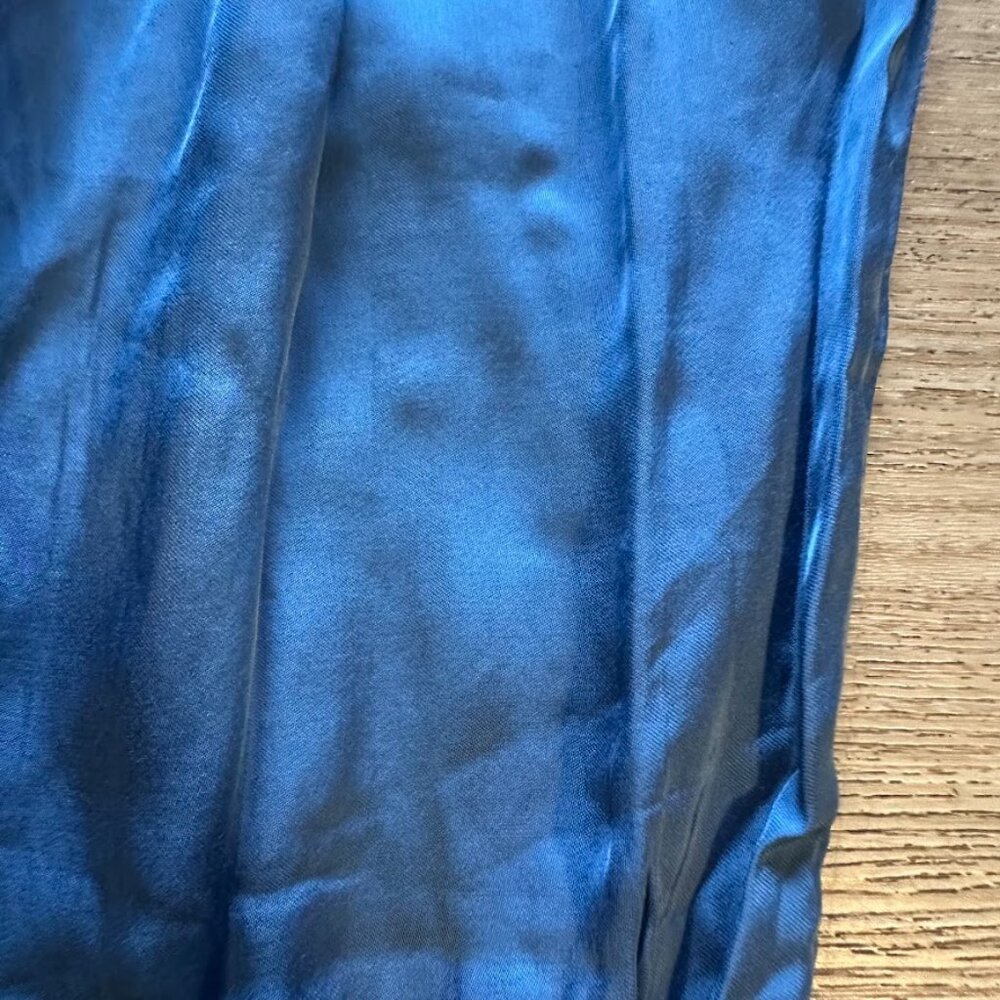 Velvet by Graham & Spencer satin viscose wide leg pant blue - Picture 4 of 4